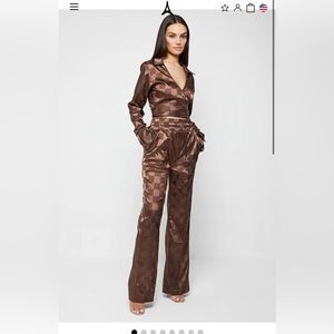 Maniere De Voir satin check two piece outfit